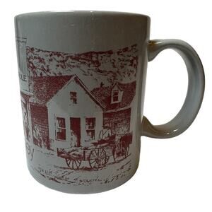 JC Penney Golden Rule Store Gray & Burgundy Mug Collectable Coffee Cup